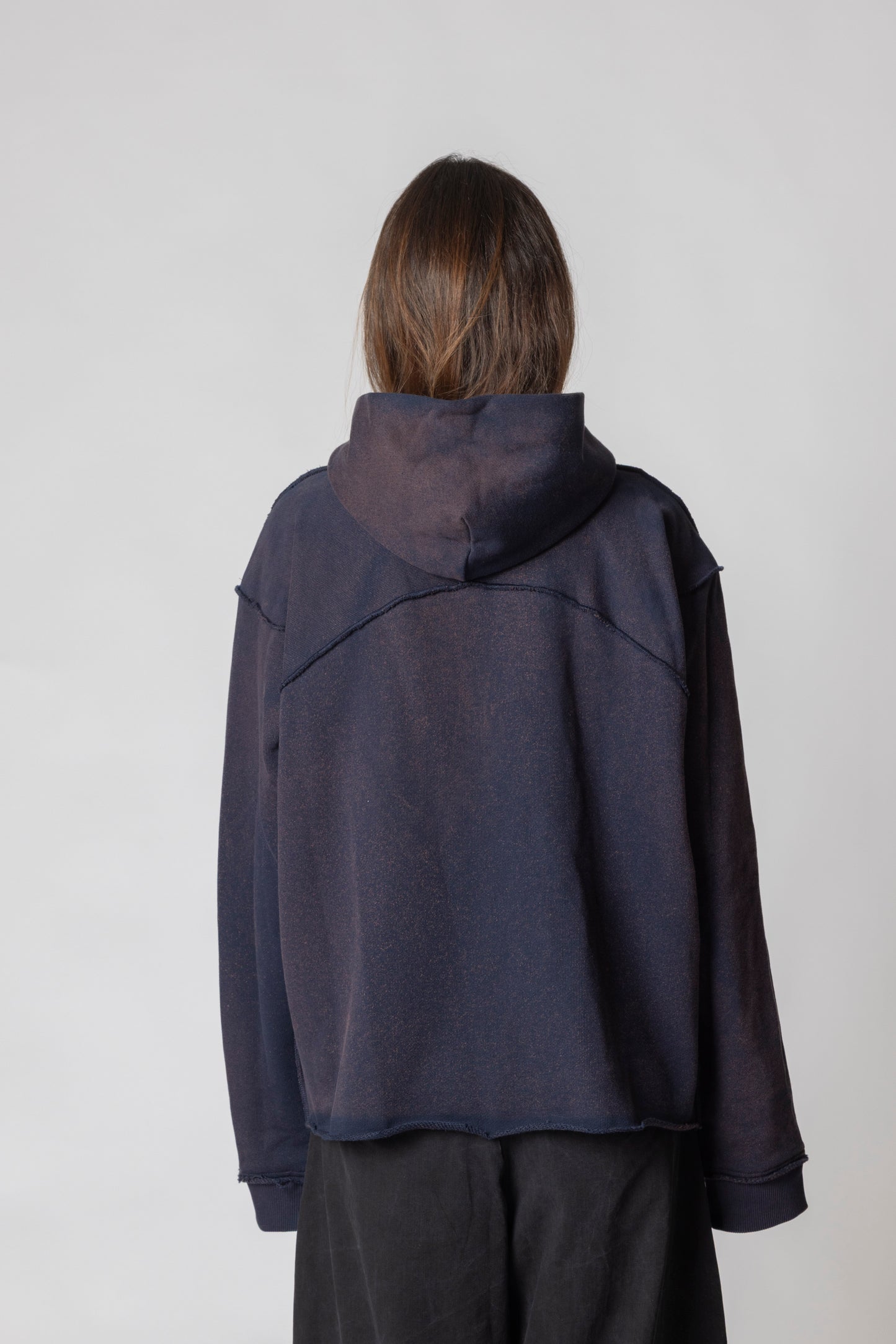 SUNFADED DUST BLUE RAW HOODIE