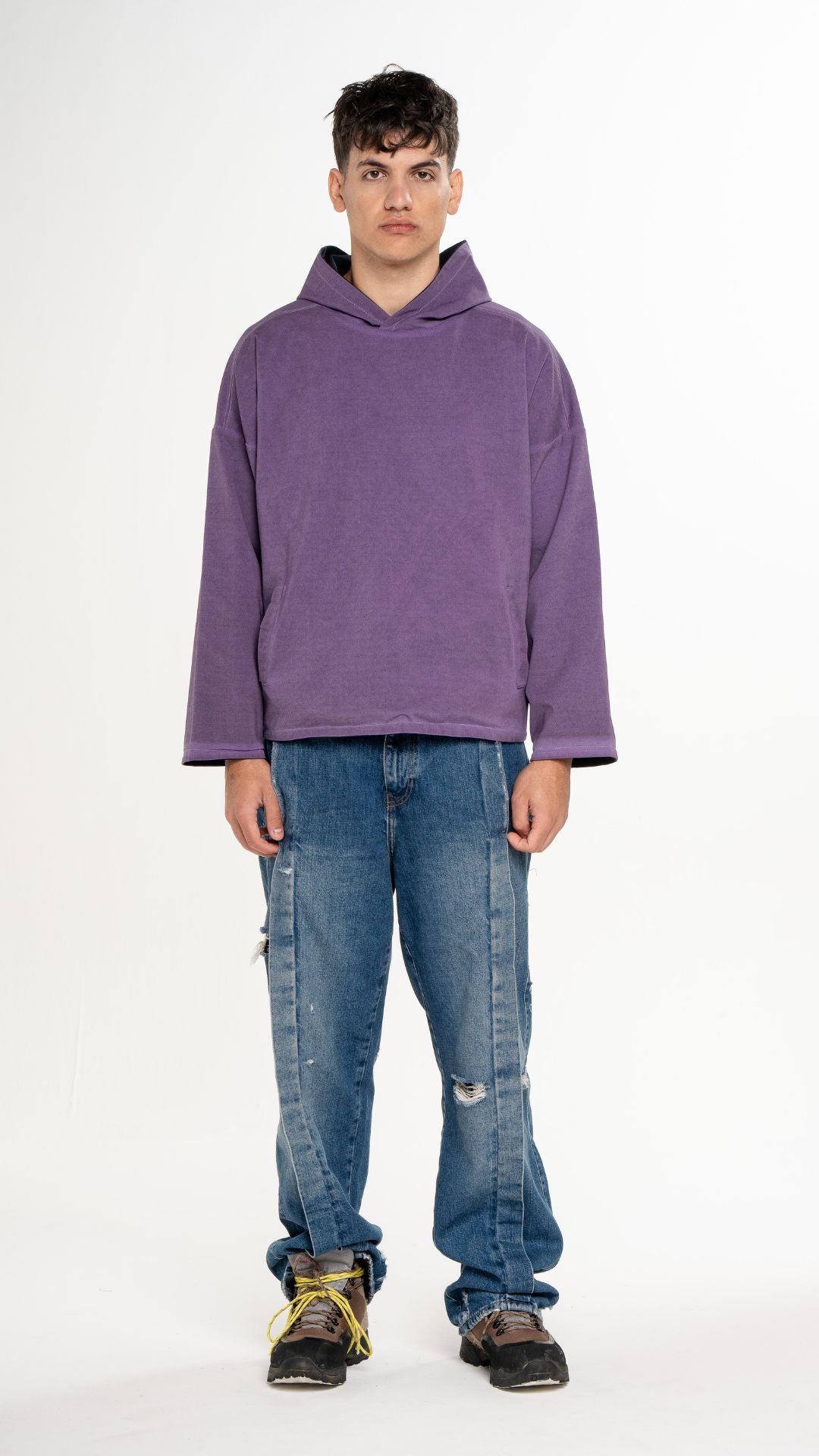 DOUBLE FACE HOODIE – Blue Navy/Washed Lilac
