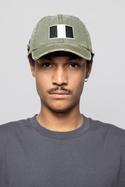 EYELETS FLAG HAT – WASHED OLIVE