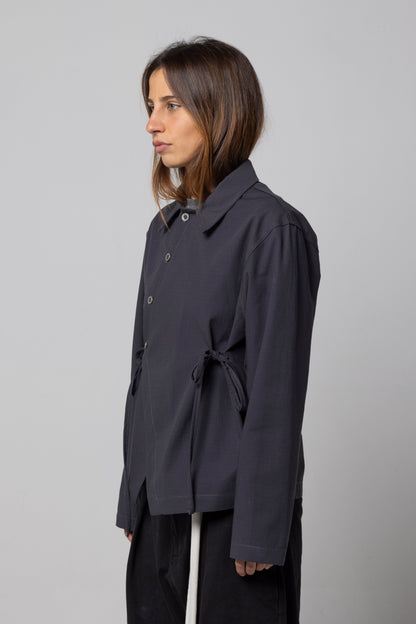 ASYMMETRIC RIP-STOP LACES SHIRT
