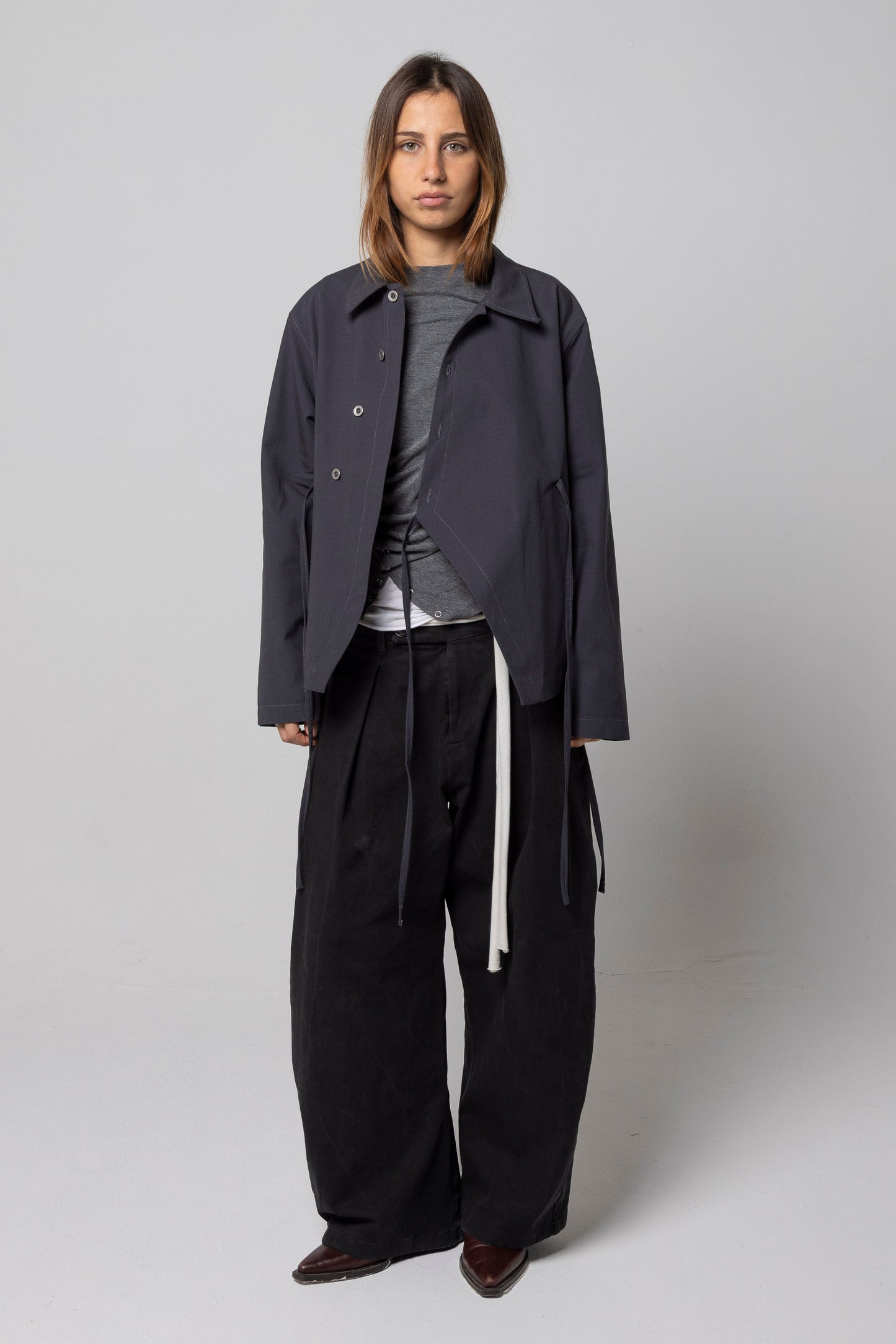 ASYMMETRIC RIP-STOP LACES SHIRT