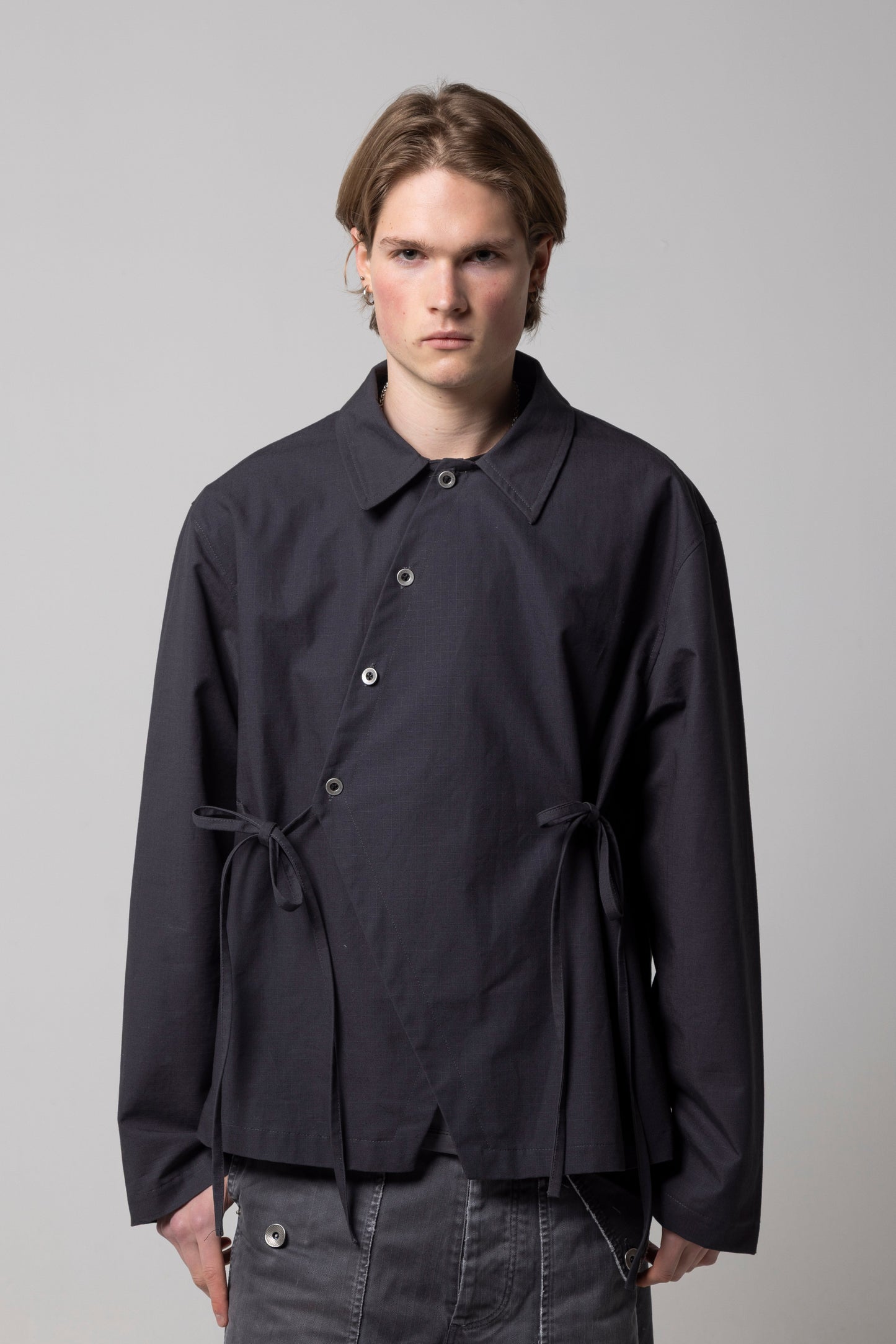 ASYMMETRIC RIP-STOP LACES SHIRT