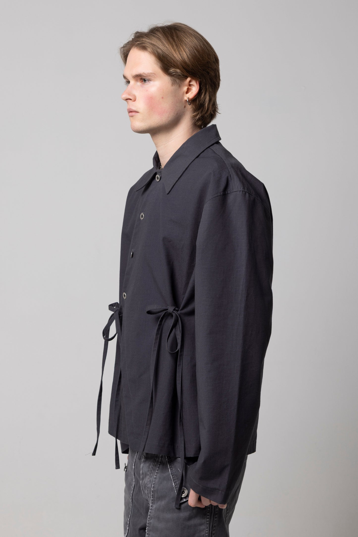 ASYMMETRIC RIP-STOP LACES SHIRT