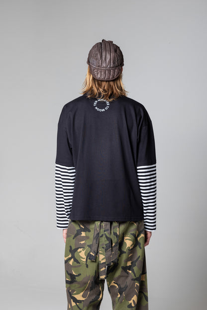 LONGSLEEVE DOUBLE TEE – BLACK/STRIPES