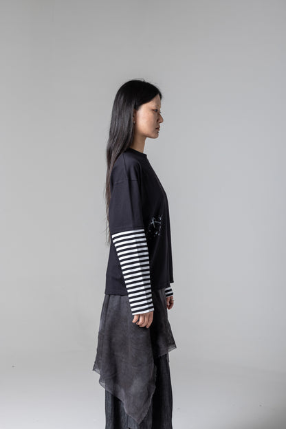 LONGSLEEVE DOUBLE TEE – BLACK/STRIPES