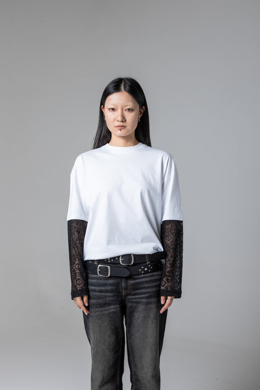 LONGSLEEVE DOUBLE TEE – WHITE / LACE