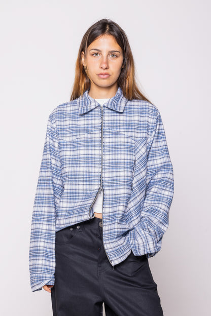 ZIP UP COTTON FLANEL SHIRT