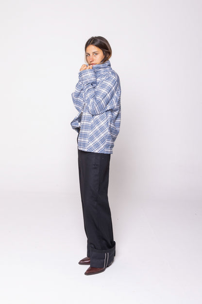 ZIP UP COTTON FLANEL SHIRT