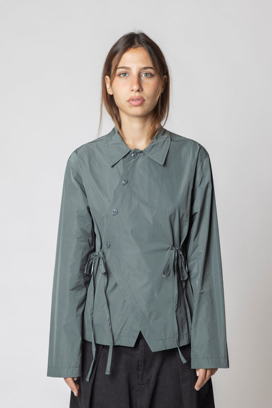 ASYMMETRIC NYLON LACES SHIRT