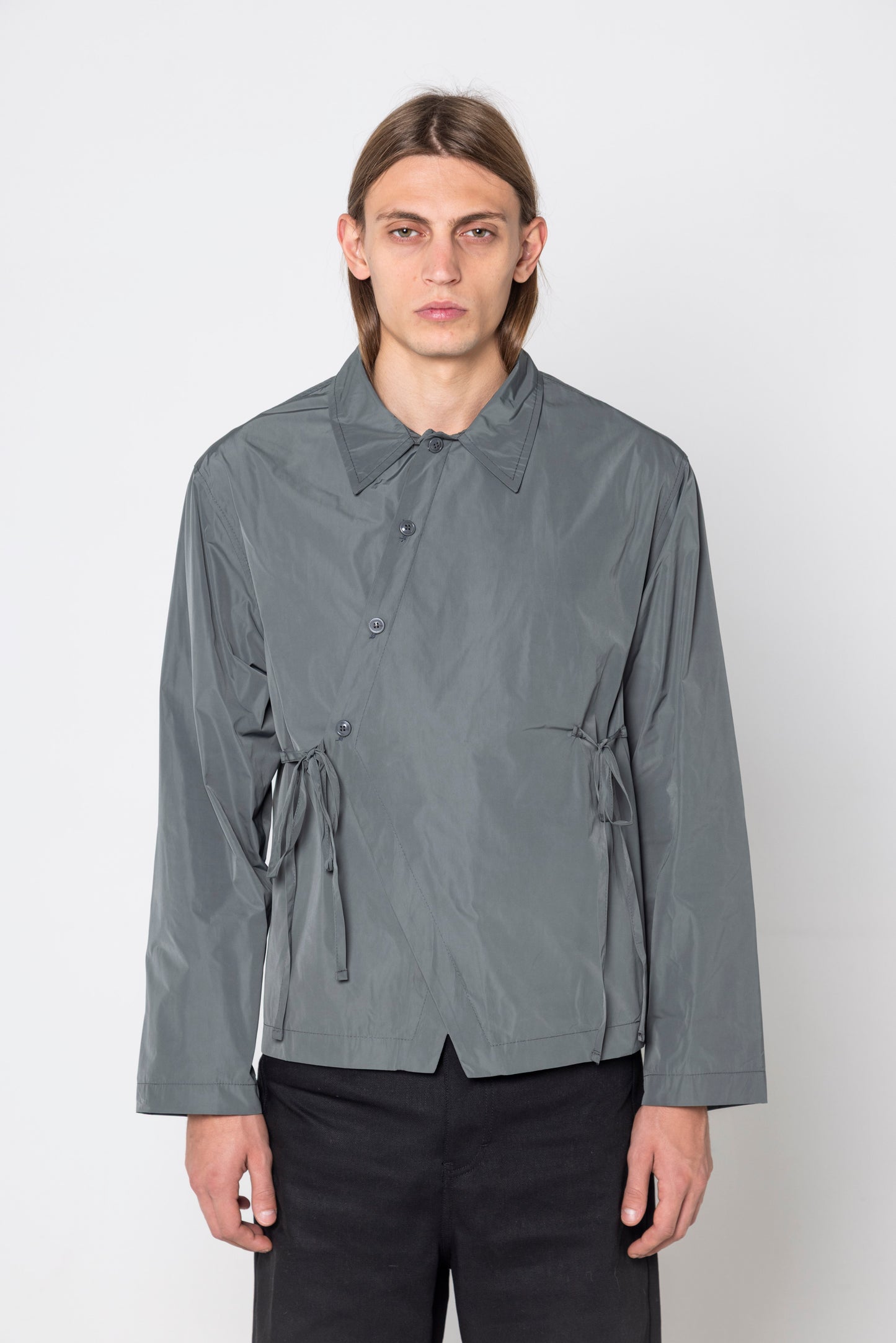ASYMMETRIC NYLON LACES SHIRT