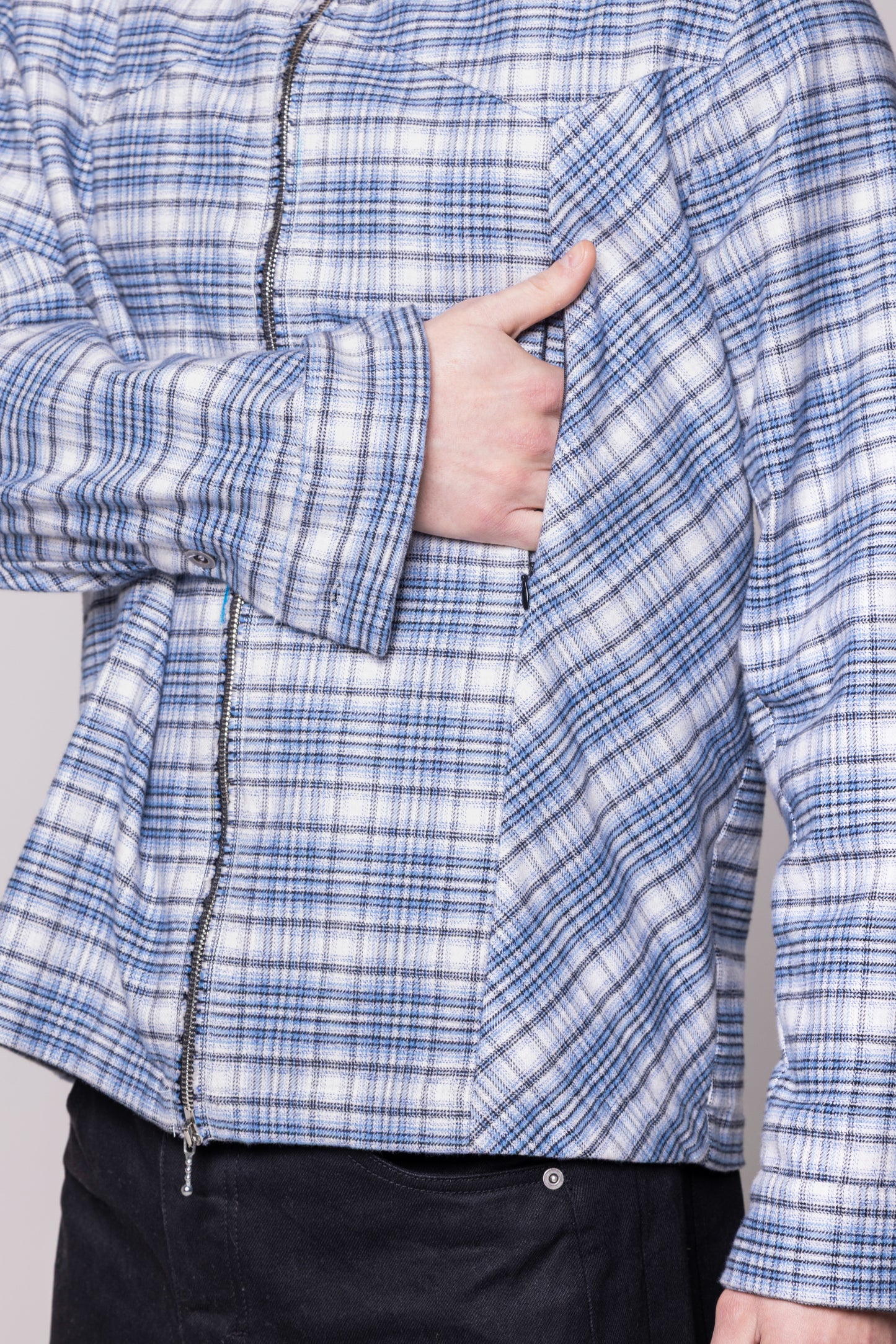 ZIP UP COTTON FLANEL SHIRT