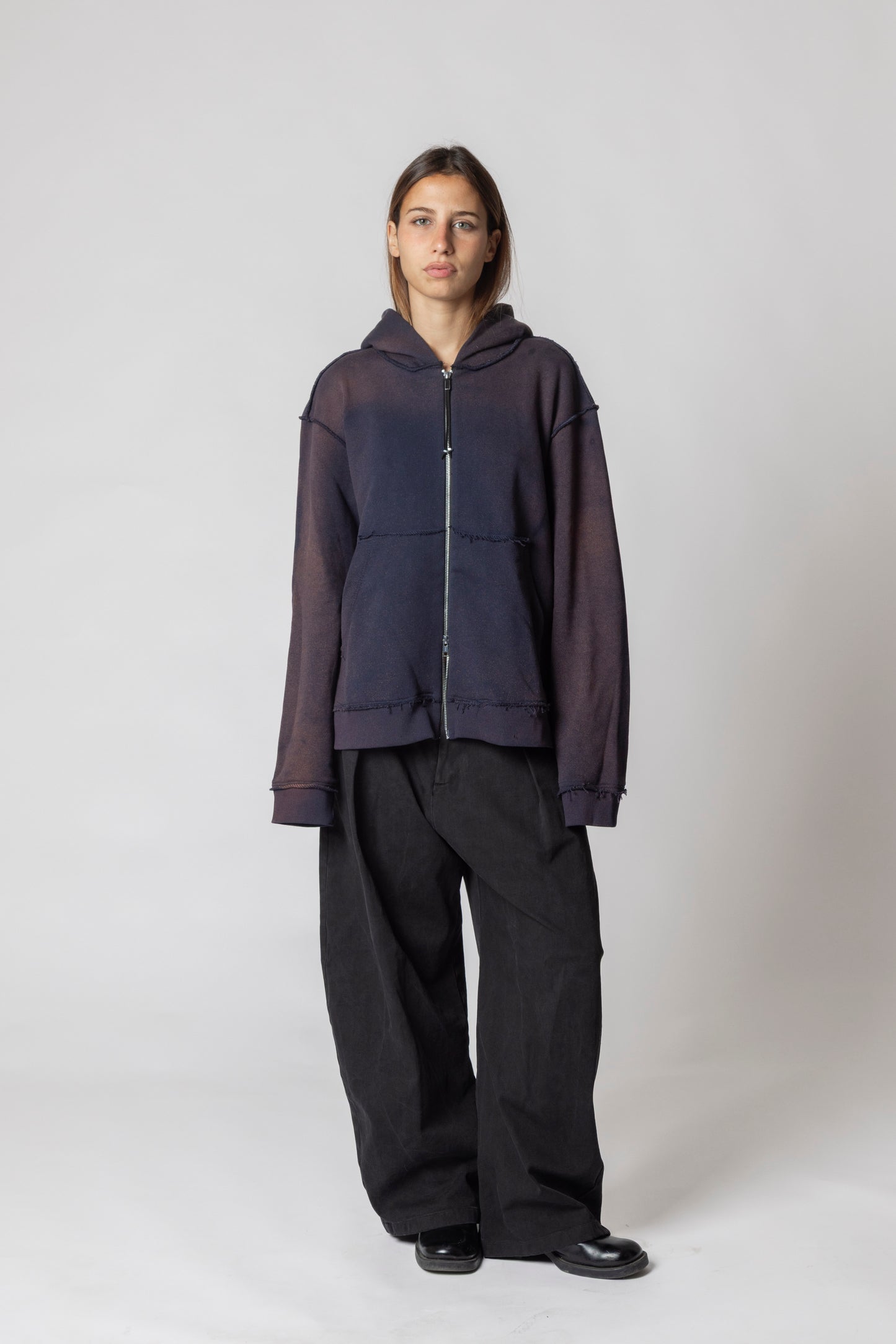 SUNFADED DUST BLUE RAW HOODIE