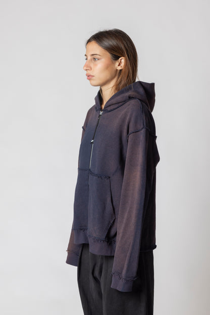 SUNFADED DUST BLUE RAW HOODIE