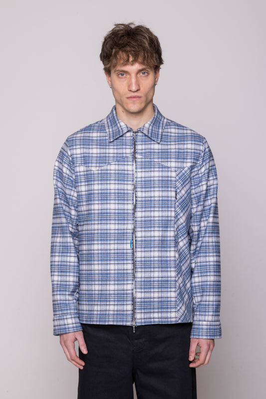 ZIP UP COTTON FLANEL SHIRT