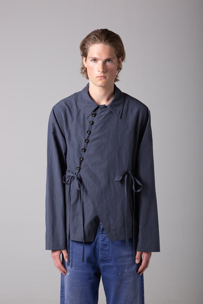 LINEN ASYMMETRIC LACES SHIRT