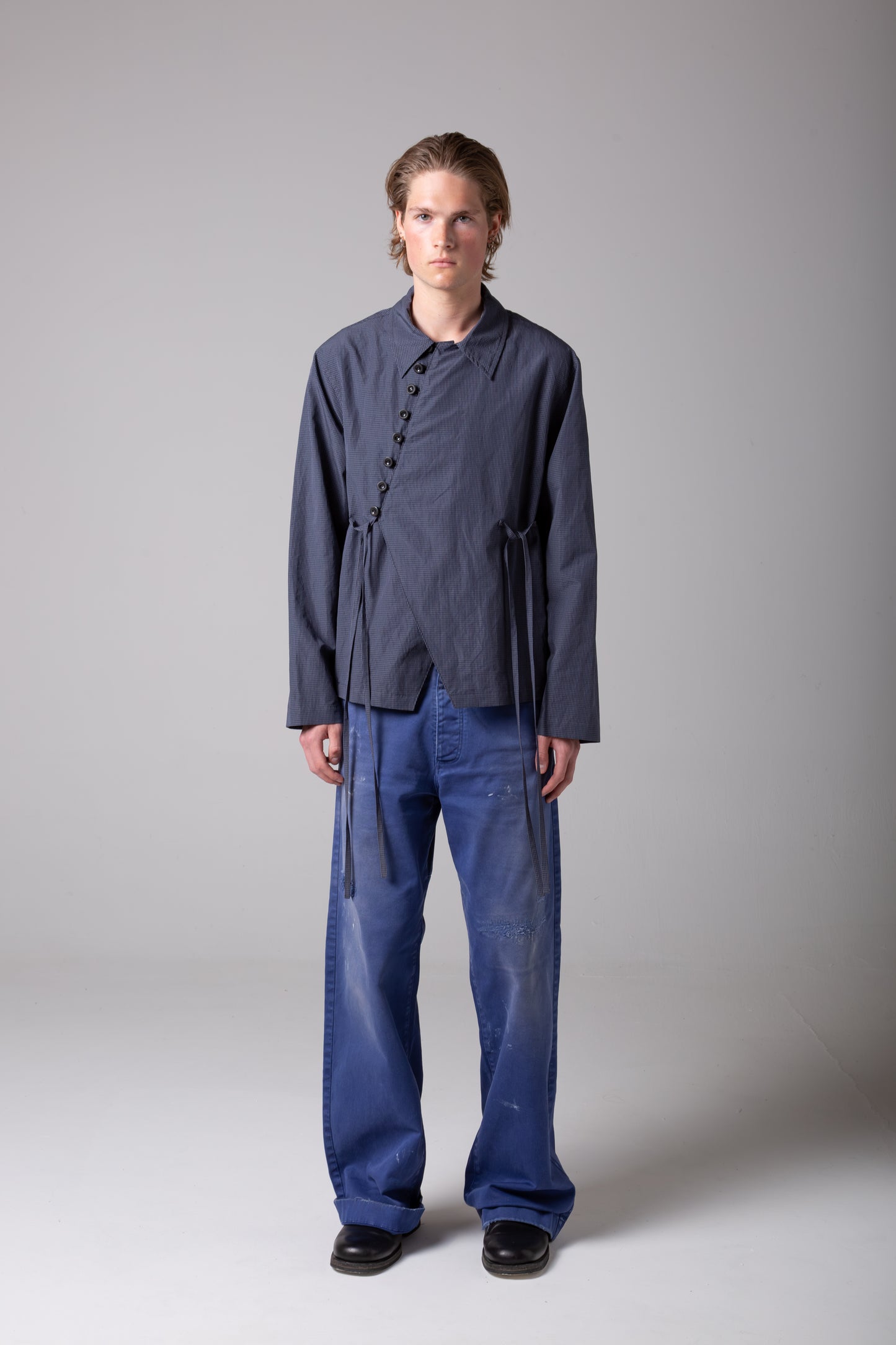LINEN ASYMMETRIC LACES SHIRT