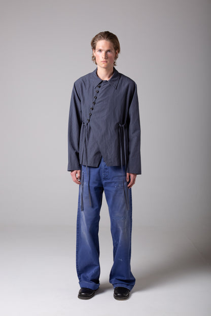 LINEN ASYMMETRIC LACES SHIRT