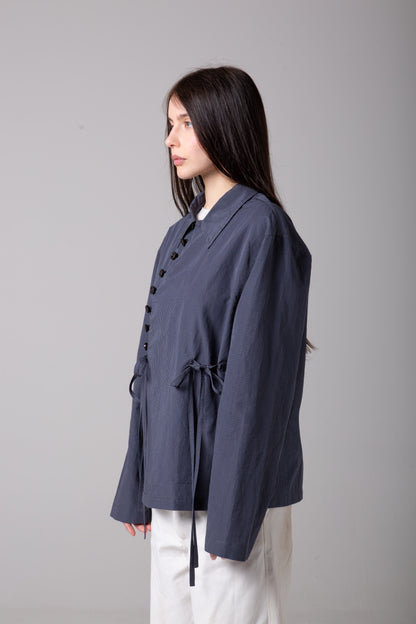 LINEN ASYMMETRIC LACES SHIRT