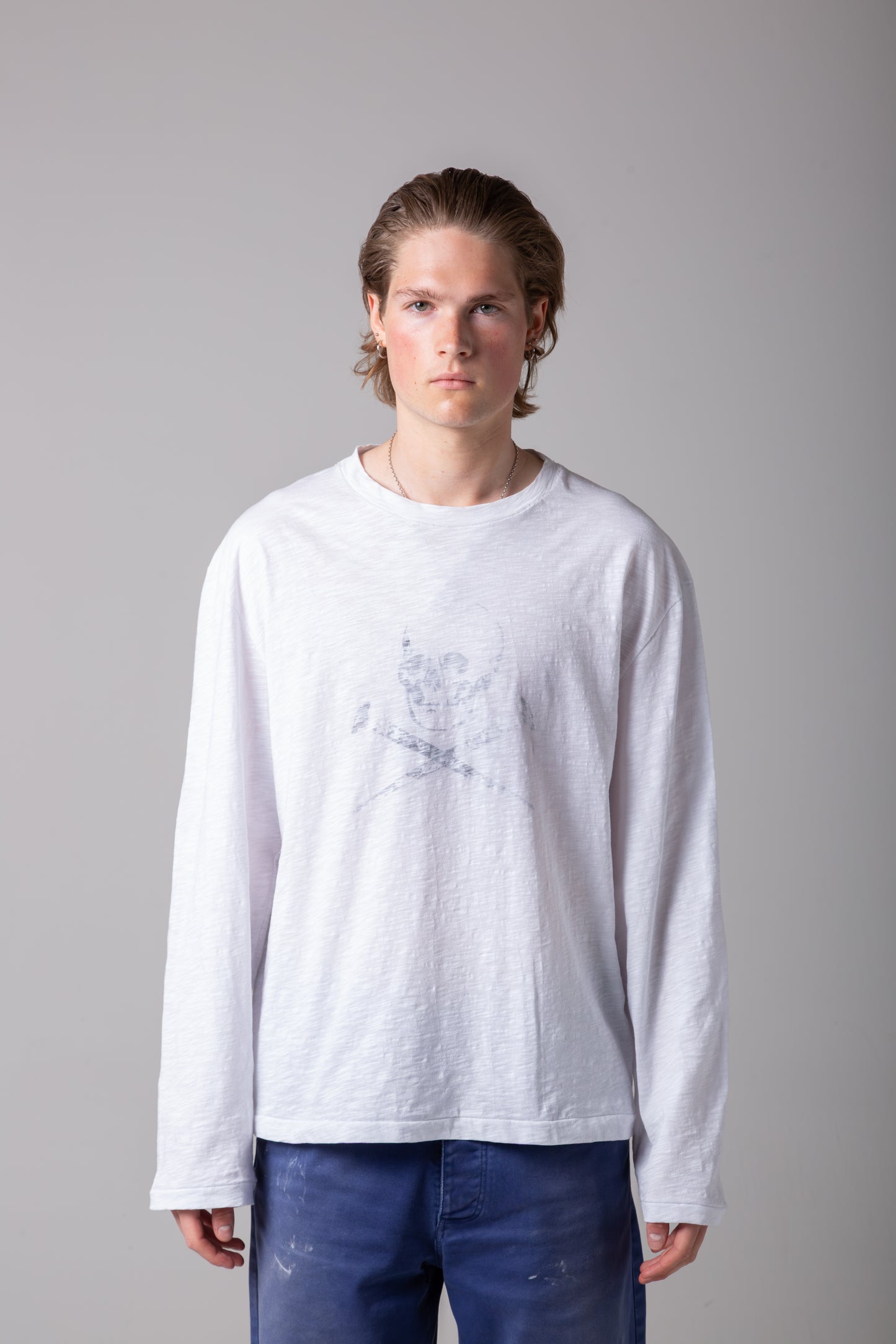 SLUB SINGLE STITCH SKULL LONGSLEEVE