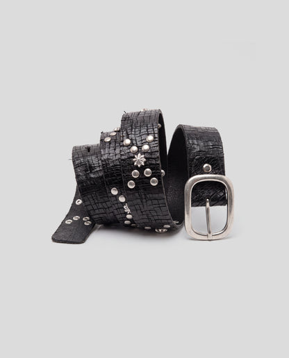 SCARRED BIKER STUDDED BELT