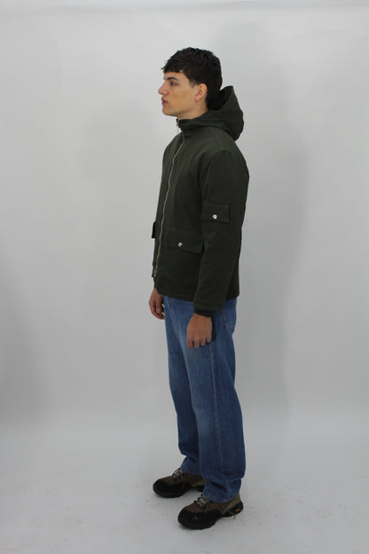 COTTON SHELL JACKET – Olive Green/Blue Navy
