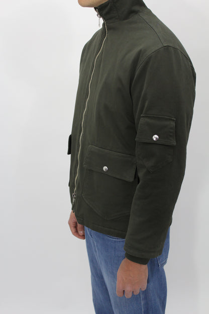 COTTON SHELL JACKET – Olive Green/Blue Navy